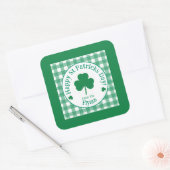St Patricks Day NAME Irish Clover Green Check LG Vierkante Sticker (Envelop)