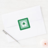 St Patricks Day NAME Irish Clover Green Check Vierkante Sticker (Envelop)