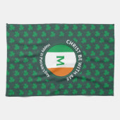 St Patricks Day Name Monogram Shamrock Theedoek (Horizontaal)