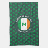 St Patricks Day Name Monogram Shamrock Theedoek (Verticaal)