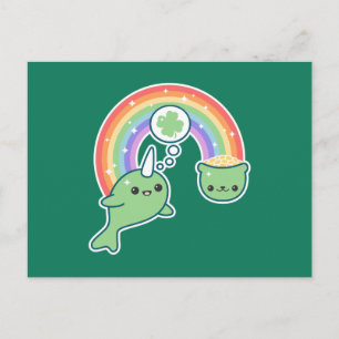 St Patrick's Day Narwhal Briefkaart
