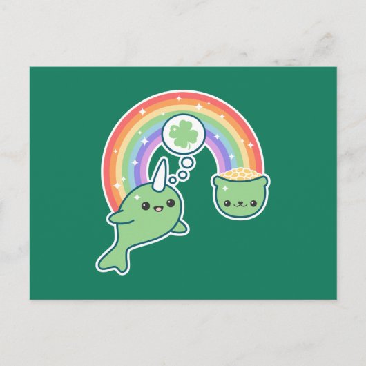 St Patrick's Day Narwhal Briefkaart (Voorkant)