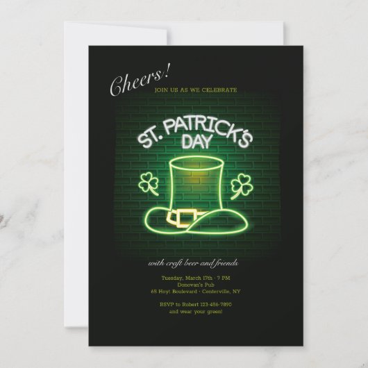 St. Patrick's Day Neon Kaart (Voorkant)