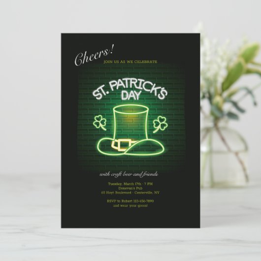 St. Patrick's Day Neon Kaart (Staand voorkant)