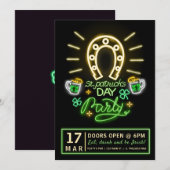 St. Patrick's Day Neon Party Flyer Kaart (Voorkant / Achterkant)