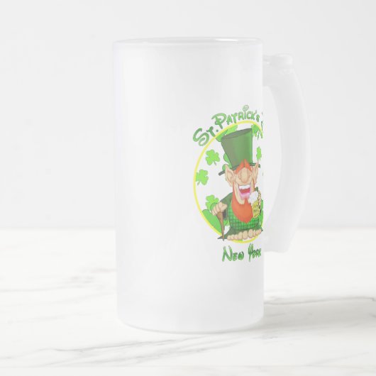 St Patrick's Day New York Matglas Bierpul (Voorkant rechts)