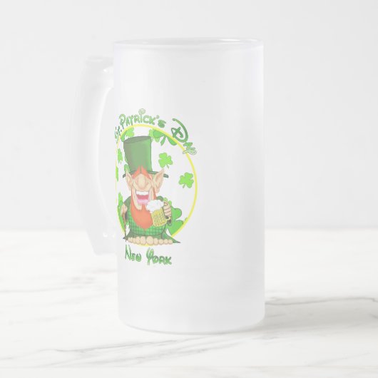 St Patrick's Day New York Matglas Bierpul (Voorkant links)