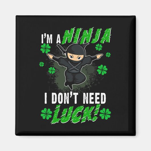 St. Patrick's Day Ninja Luck Green Kinderen Gift C Magneet (Voorkant)