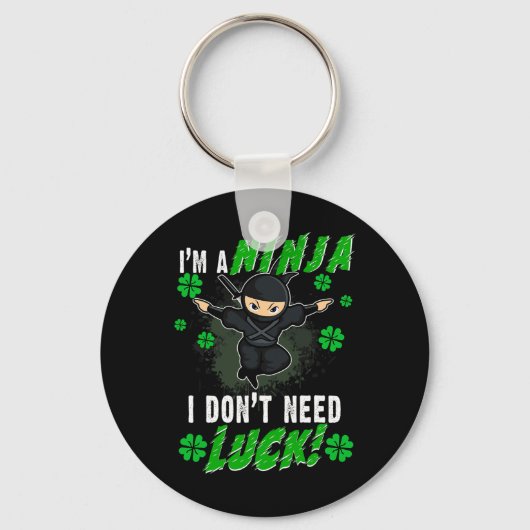 St. Patrick's Day Ninja Luck Green Kinderen Gift C Sleutelhanger (Voorkant)