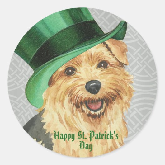 St. Patrick's Day Norfolk Terrier Classic Round St Ronde Sticker (Voorkant)