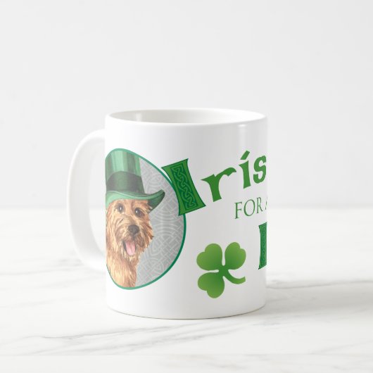 St. Patrick's Day Norwich Terrier Koffiemok (Voorkant links)
