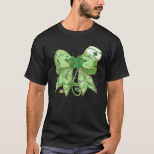 St Patrick's Day Nurse Coquette Bow Stethoscope Br T-shirt