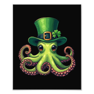 St Patricks Day Octopus Schattige Saint Pattys Foto Afdruk