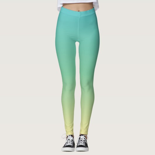 St Patricks Day Ombre Green Yellow Trendy Leggings (Voorkant)