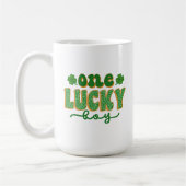 St. Patrick's Day One Lucky Boy Green Clover Koffiemok (Links)