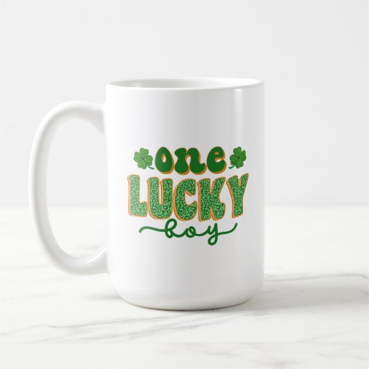 St. Patrick's Day One Lucky Boy Green Clover Koffiemok (Links)