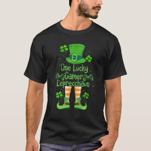 St Patrick's Day One Lucky Gamer Leprecchaun Gamin T-shirt