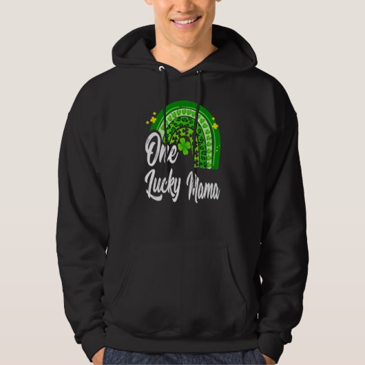 St Patrick's Day One Lucky Mama Leopard Rainbow Hoodie (Voorkant)
