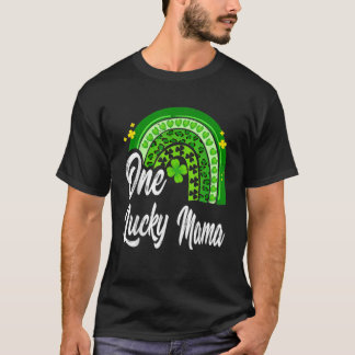 St Patrick's Day One Lucky Mama Leopard Rainbow T-shirt