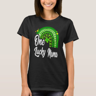 St Patrick's Day One Lucky Mama Leopard Rainbow T-shirt