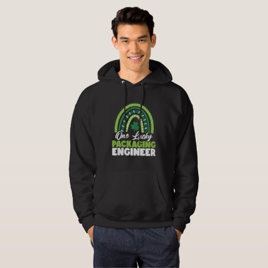 St Patricks Day One Lucky Packaging Engineer Hoodie (Voorkant volledig)