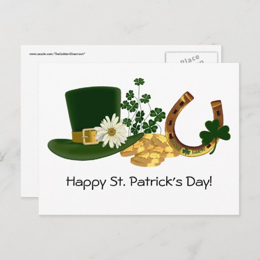  St. Patrick's Day-ontwerp Briefkaart (Voorkant / Achterkant)
