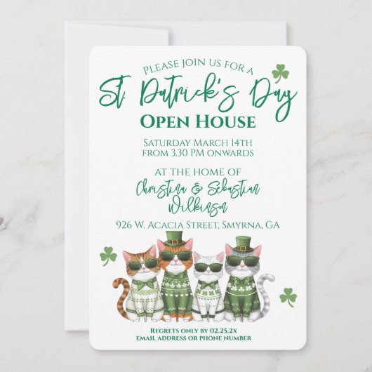 St. Patrick's Day Open Huis Katten Kaart (Voorkant)