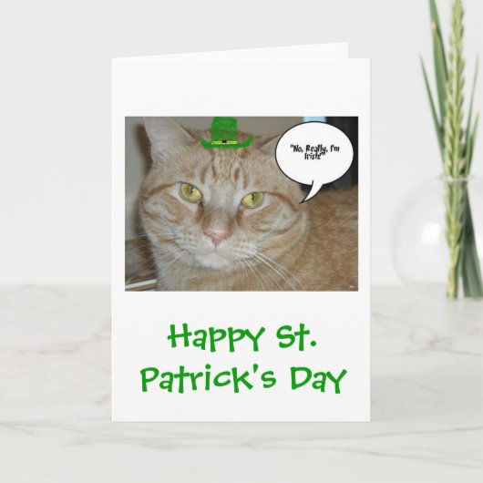 St. Patrick's Day Oranje Tabby Cat Kaart (Voorkant)