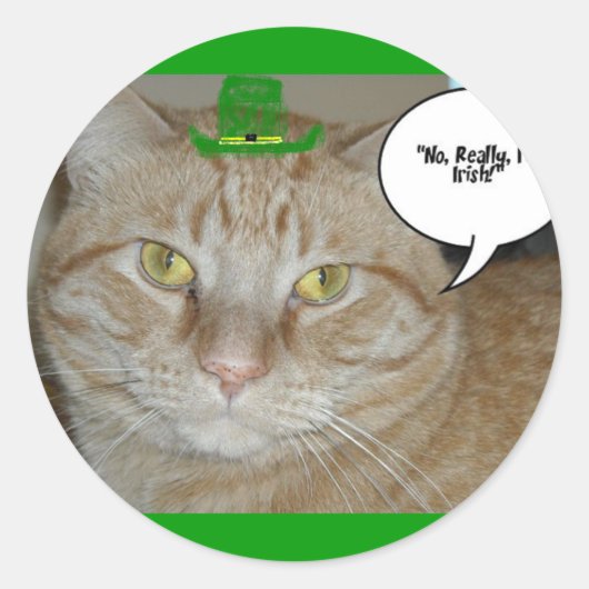 St. Patrick's Day Oranje Tabby Cat Ronde Sticker (Voorkant)