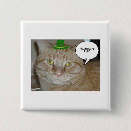 St. Patrick's Day Oranje Tabby Cat Vierkante Button 5,1 Cm (Voorkant)