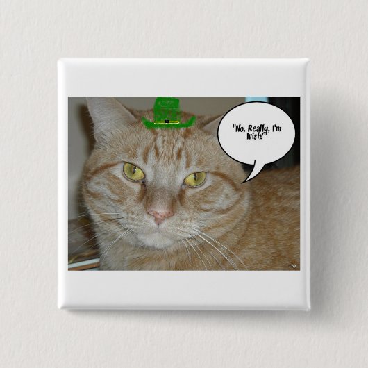 St. Patrick's Day Oranje Tabby Cat Vierkante Button 5,1 Cm (Voorkant)