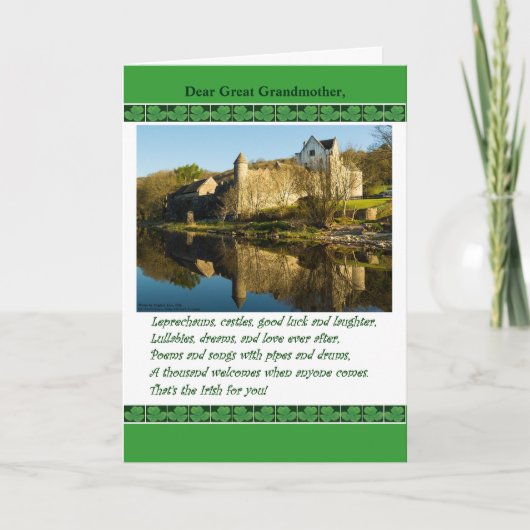 St. Patrick's Day Oud-oma, Gedicht, Kasteel Kaart (Voorkant)