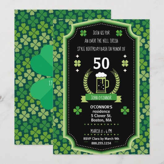 St. Patrick's Day Over the Hill Party Invitation Kaart (Voorkant / Achterkant)