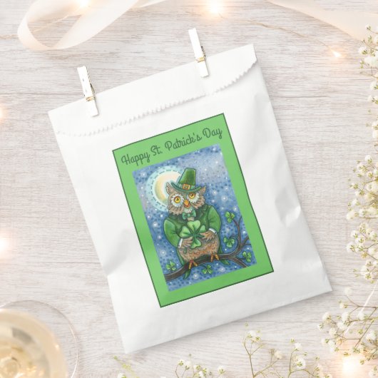 ST. PATRICK'S DAY OWL, 4 LEAF CLOVER LEPRECHAUN BEDANKZAKJE (Geknipt)