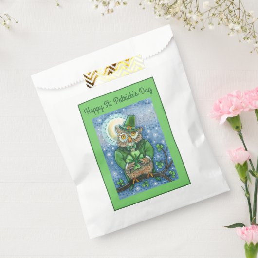 ST. PATRICK'S DAY OWL, 4 LEAF CLOVER LEPRECHAUN BEDANKZAKJE (Gezegeld)