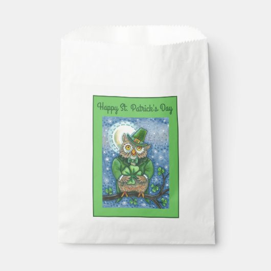 ST. PATRICK'S DAY OWL, 4 LEAF CLOVER LEPRECHAUN BEDANKZAKJE (Voorkant)