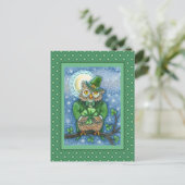 ST. PATRICK'S DAY OWL, 4 LEAF CLOVER LEPRECHAUN BRIEFKAART (Staand voorkant)