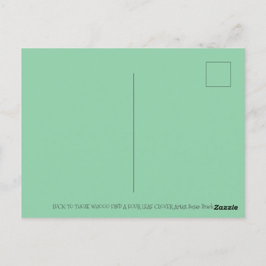 ST. PATRICK'S DAY OWL, 4 LEAF CLOVER LEPRECHAUN BRIEFKAART (Achterkant)