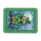 ST. PATRICK'S DAY OWL, 4 LEAF CLOVER LEPRECHAUN MAGNEET (Horizontaal)