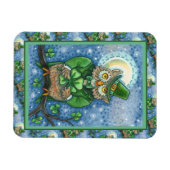 ST. PATRICK'S DAY OWL, 4 LEAF CLOVER LEPRECHAUN MAGNEET (Horizontaal)
