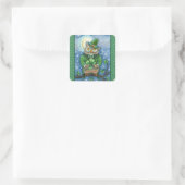ST. PATRICK'S DAY OWL, 4 LEAF CLOVER LEPRECHAUN VIERKANTE STICKER (Tas)