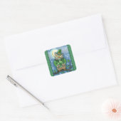 ST. PATRICK'S DAY OWL, 4 LEAF CLOVER LEPRECHAUN VIERKANTE STICKER (Envelop)