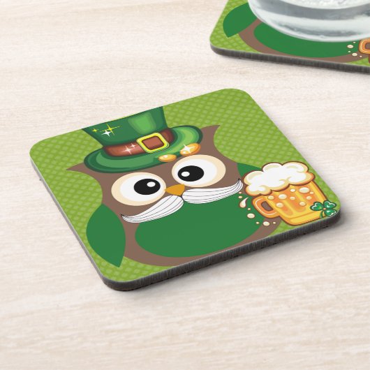 St. Patrick's Day Owl Bier Onderzetter (Linkerzijde)