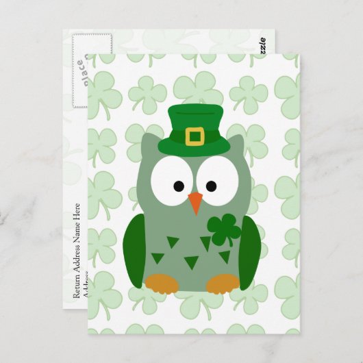St. Patrick's Day Owl Briefkaart (Voorkant / Achterkant)
