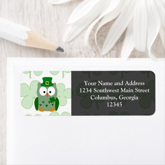 St. Patrick's Day Owl Etiket (Insitu)