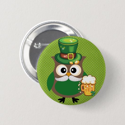 St. Patrick's Day Owl Ronde Button 5,7 Cm (Voorkant /achterkant)