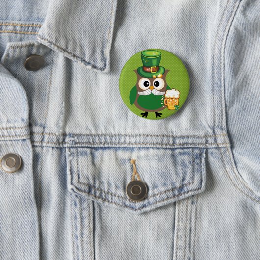 St. Patrick's Day Owl Ronde Button 5,7 Cm (In situ)