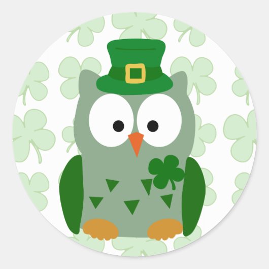 St. Patrick's Day Owl Ronde Sticker (Voorkant)