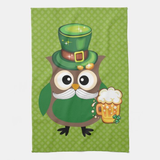 St. Patrick's Day Owl Theedoek (Verticaal)