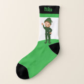 St. Patrick's Day Paar Groen Wit Zwart Sokken (Links - buitenkant)